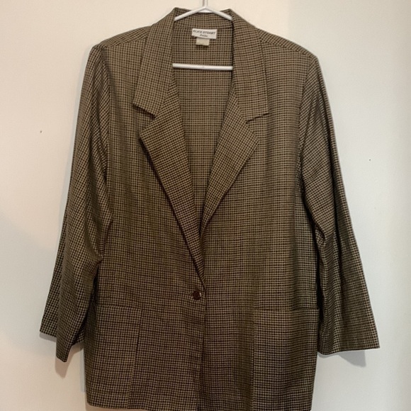 Vintage 80s Oversized Houndstooth Blazer Alice Stuart Petite, Made in USA - Picture 3 of 9